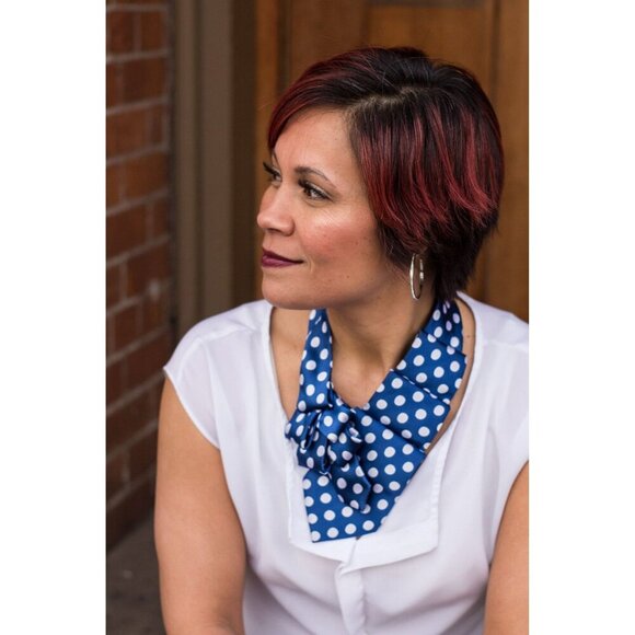 Ogsplosh Ascot Scarf Blue Polka Dots Unisex - Picture 3 of 7